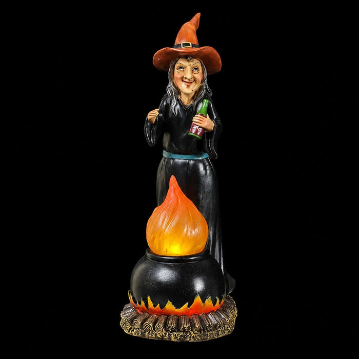 12.8" Battery Operated Halloween Witch With Light -Black/Red - AFZ129-BK/RE