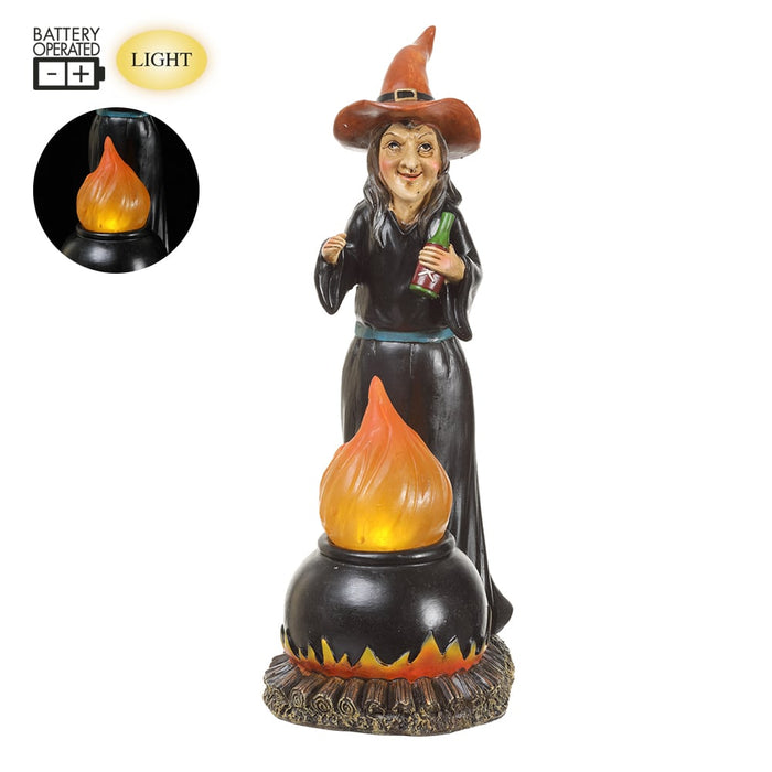 12.8" Battery Operated Halloween Witch With Light -Black/Red - AFZ129-BK/RE
