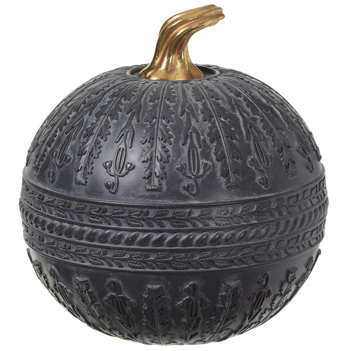 10.5"Hx10"W Halloween Acanthus Pumpkin -Black - AFZ132-BK