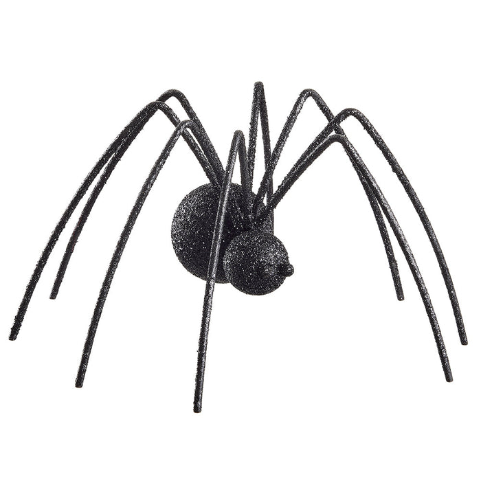 6.25" Glittered Halloween Fur Spider -Black (Pack of 2) - AFZ184-BK