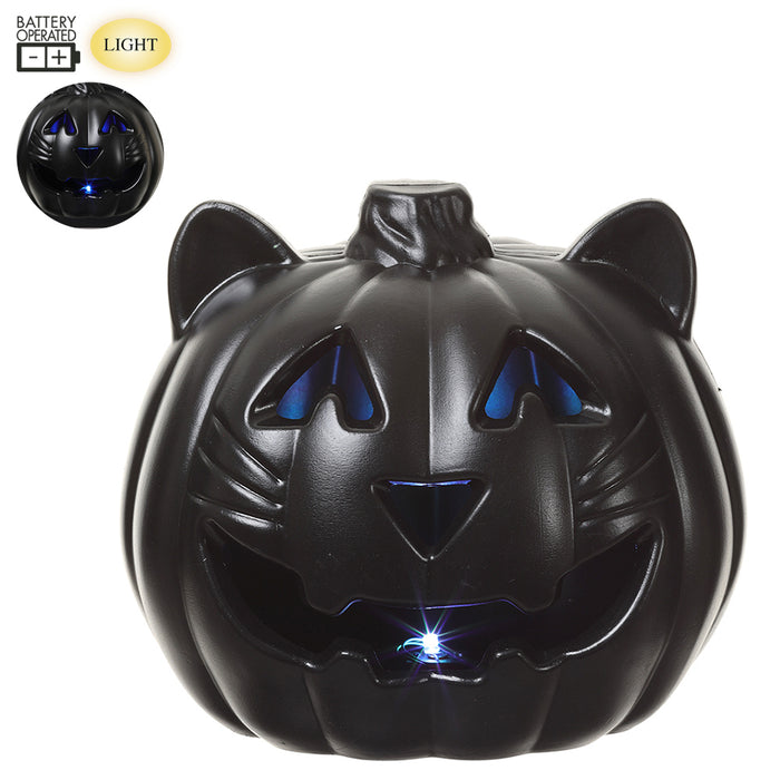 9" Battery Operated Halloween Cat With Light -Black (Pack of 6) - AFZ209-BK