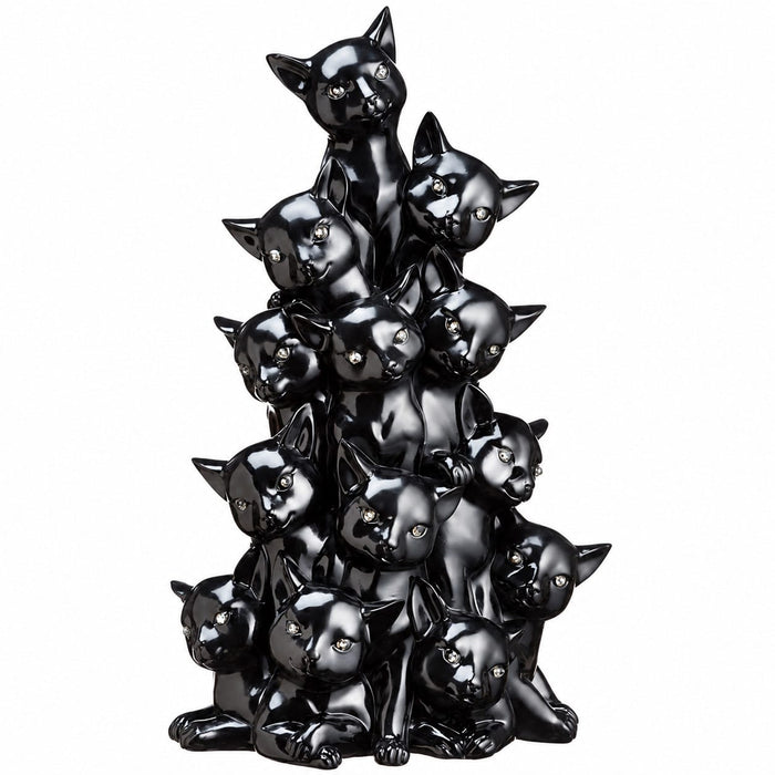 17" Battery Operated Halloween Cat Tree With Light -Black - AFZ238-BK