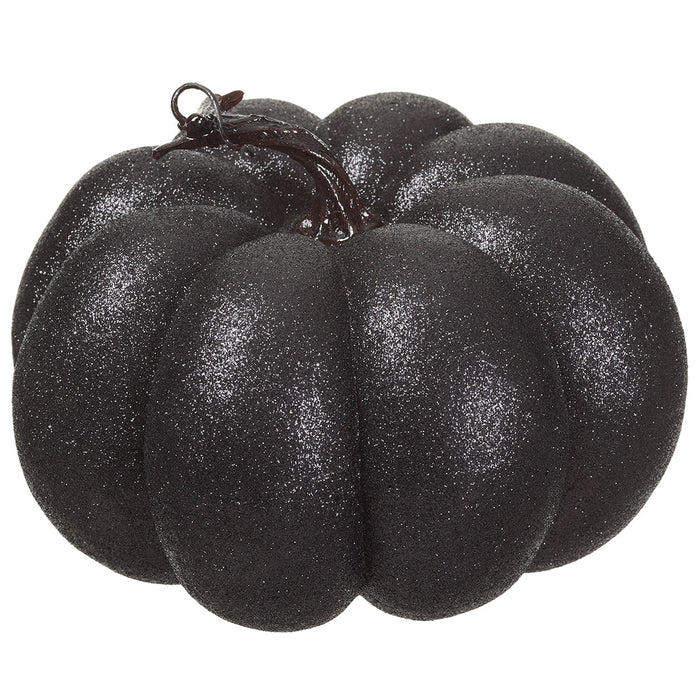 6"Hx7"W Glittered Halloween Pumpkin -Black (Pack of 4) - AFZ251-BK