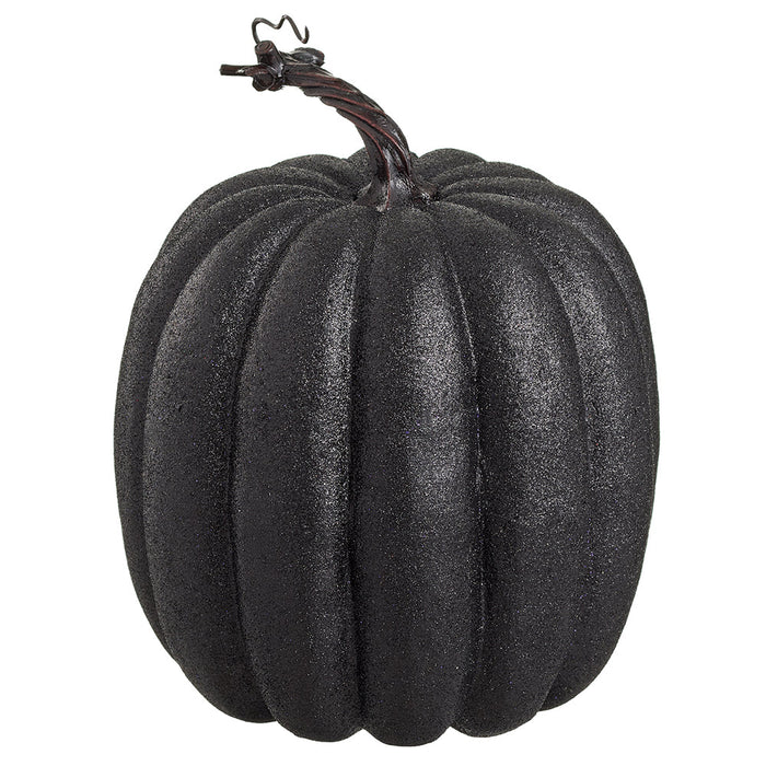 10"Hx6"W Glittered Halloween Pumpkin -Black (Pack of 4) - AFZ252-BK