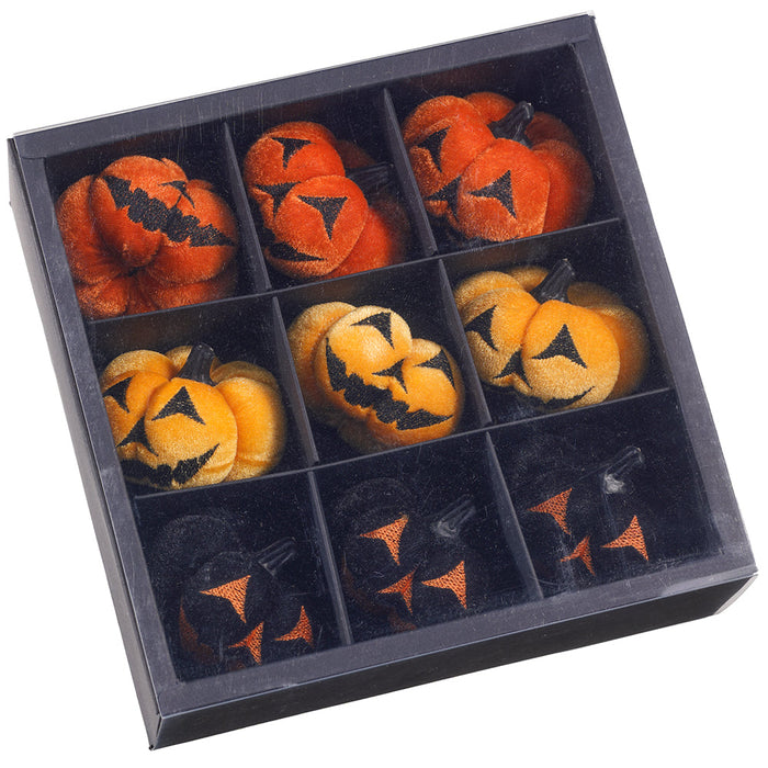 9"x9"x3" Boxed Halloween Pumpkins -Black/Orange (Pack of 6) - AFZ255-BK/OR