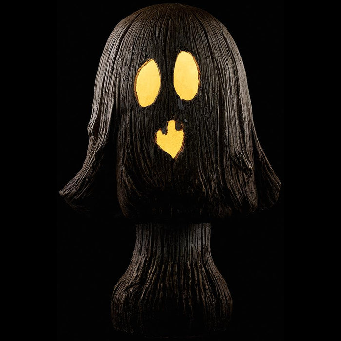 19" Battery Operated Halloween Jack-O-Lantern Mushroom With Light -Brown/Whitewashed - AFZ271-BR/WW