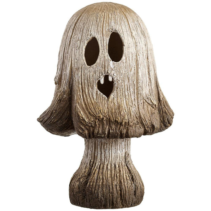 19" Battery Operated Halloween Jack-O-Lantern Mushroom With Light -Brown/Whitewashed - AFZ271-BR/WW
