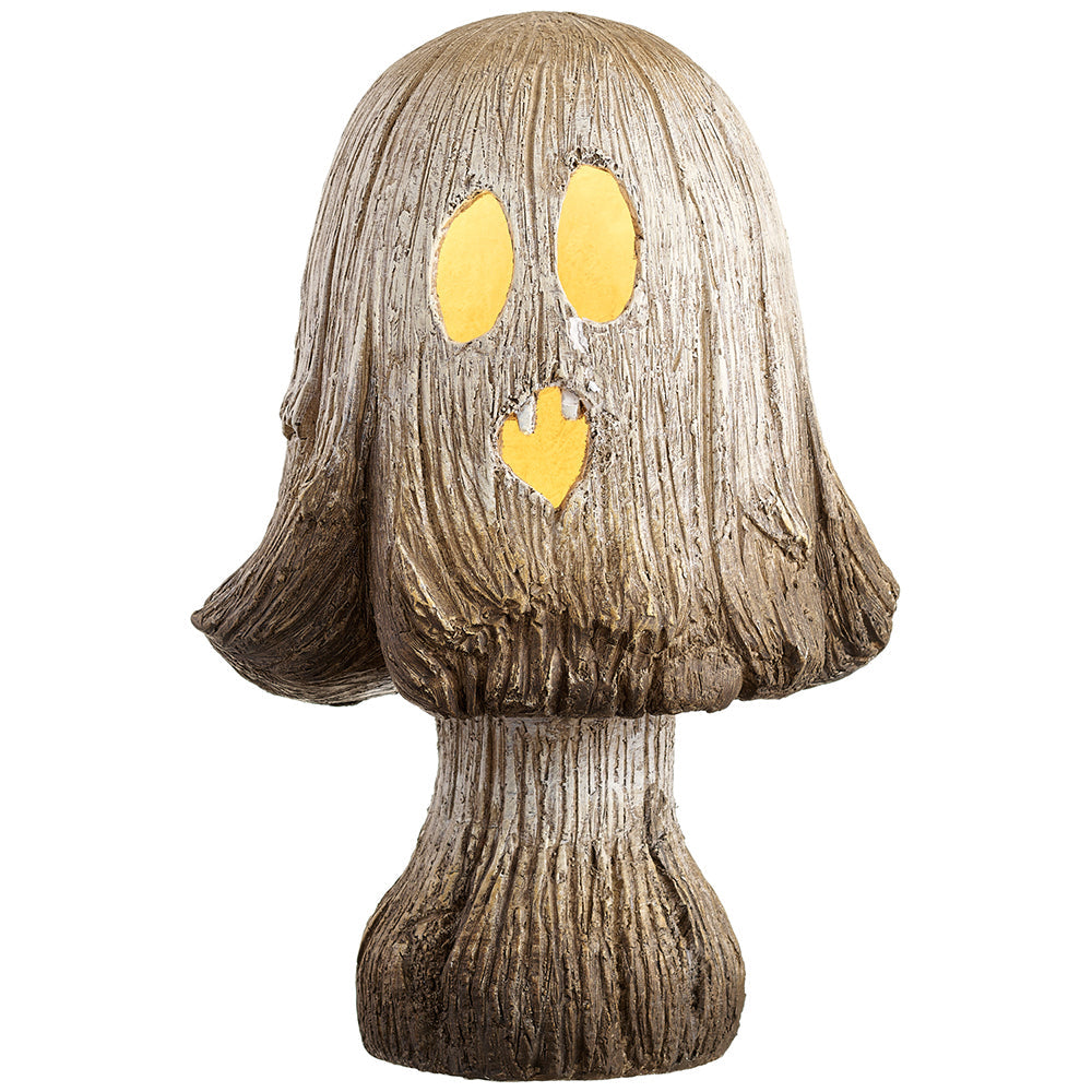 19" Battery Operated Halloween Jack-O-Lantern Mushroom With Light -Brown/Whitewashed - AFZ271-BR/WW
