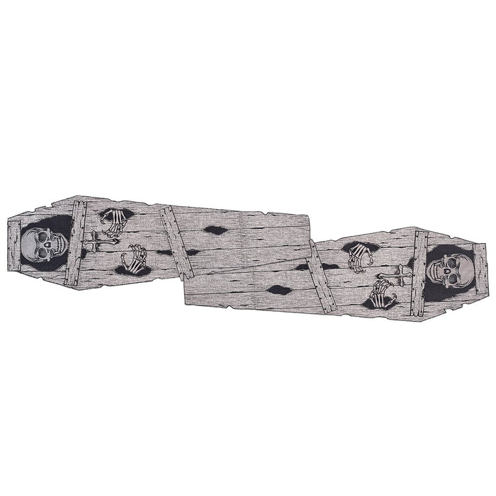 72"x14" Halloween Skeleton Coffin Table Runner -Black/Beige (Pack of 2) - AFZ316-BK/BE