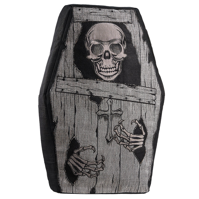 24"x16" Halloween Skeleton Coffin Pillow -Black/Beige (pack of 2) - AFZ317-BK/BE