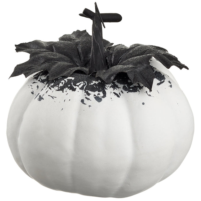 5.5"Hx6"W Halloween Pumpkin -White/Black (Pack of 6) - AFZ320-WH/BK
