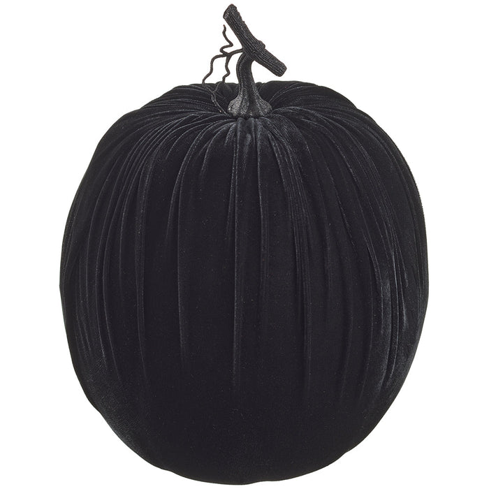 16"Hx12"W Velvet Halloween Pumpkin -Black (Pack of 2) - AFZ348-BK