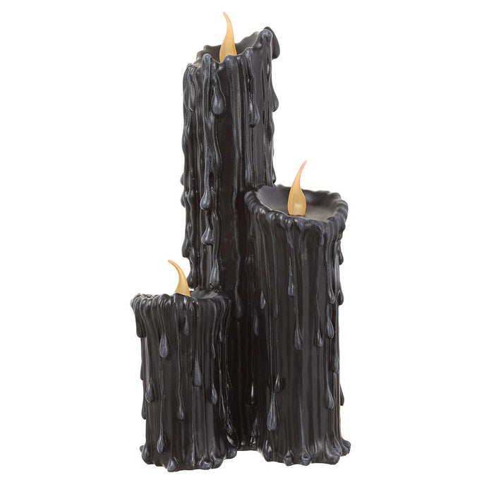 17.75" Battery Operated Halloween Faux Candles With Light -Black (Pack of 2) - AFZ383-BK