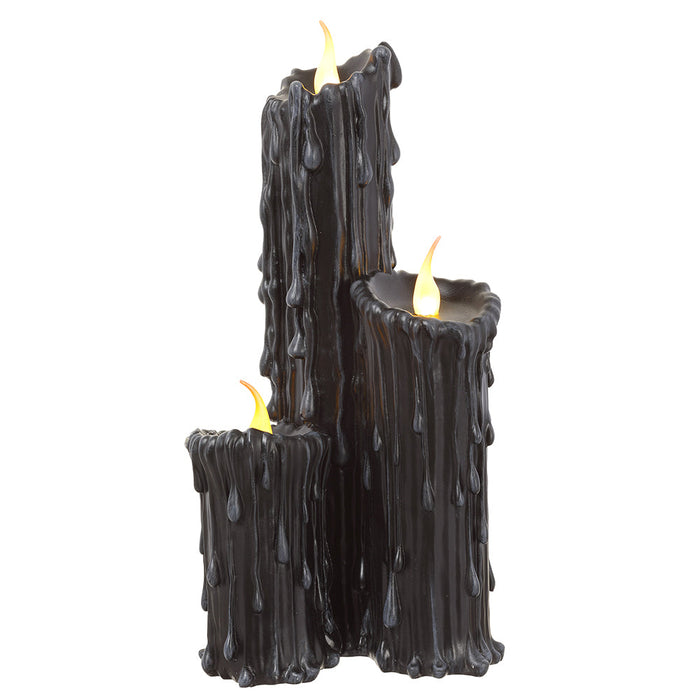 17.75" Battery Operated Halloween Faux Candles With Light -Black (Pack of 2) - AFZ383-BK