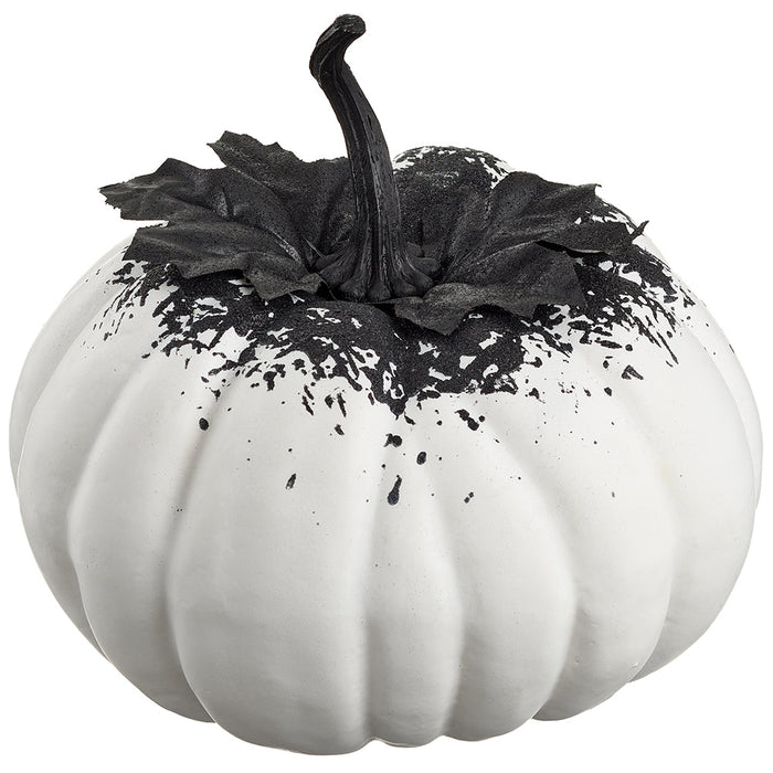 8"Hx8.5"W Halloween Pumpkin -White/Black (Pack of 4) - AFZ430-WH/BK