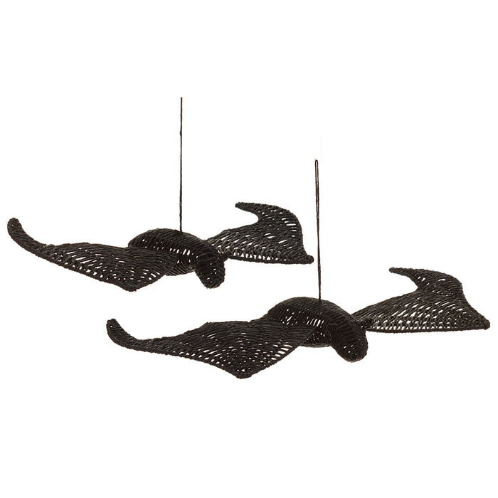 18.5" Set Of Halloween Hanging Bats -Black - AFZ451-BK