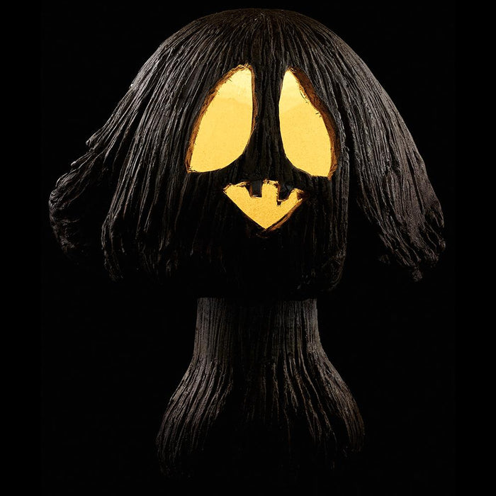 14" Battery Operated Halloween Jack-O-Lantern Mushroom With Light -Brown/Whitewashed - AFZ513-BR/WW