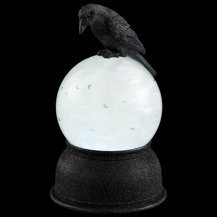 8.25" Battery Operated Halloween Crow Water Globe With Light -Black - AFZ538-BK