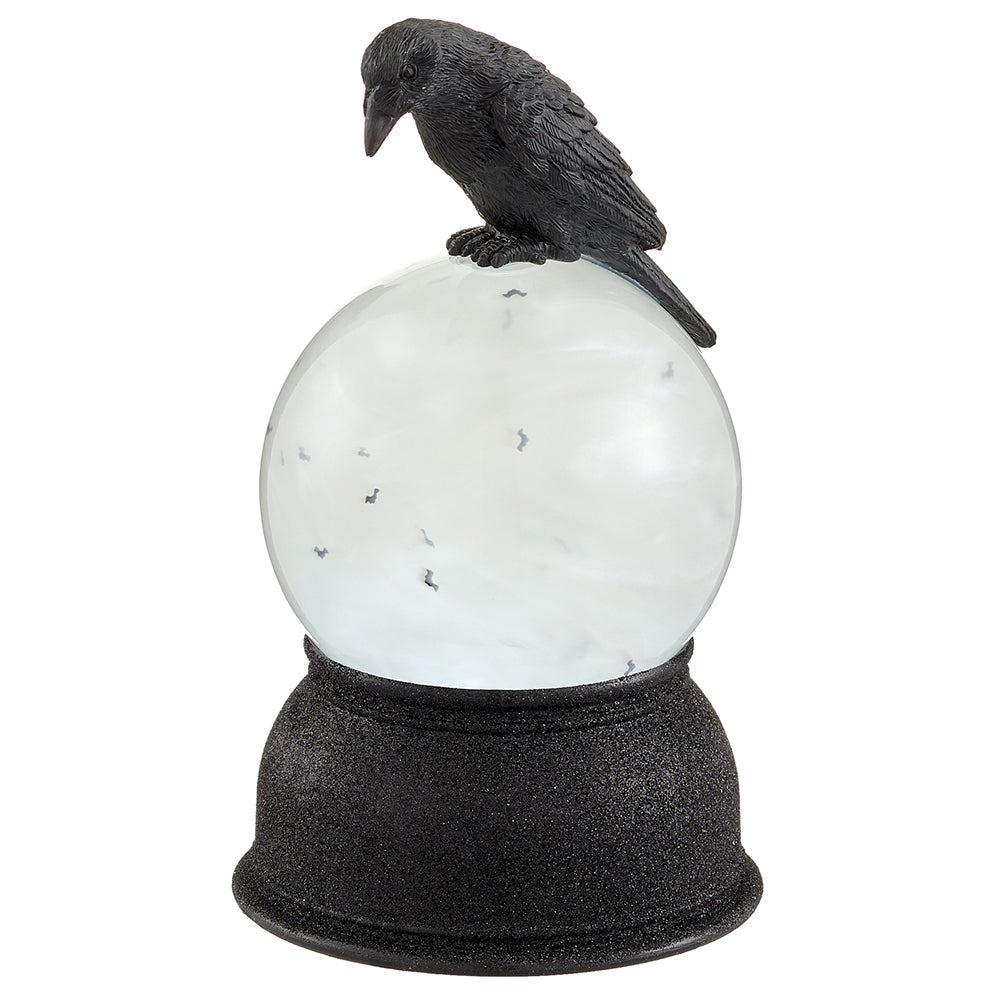 8.25" Battery Operated Halloween Crow Water Globe With Light -Black - AFZ538-BK