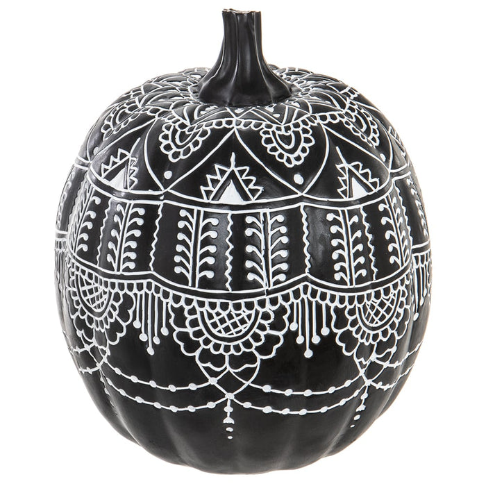 10.5"Hx9"W Halloween Pumpkin -Black/White (Pack of 2) - AFZ551-BK/WH