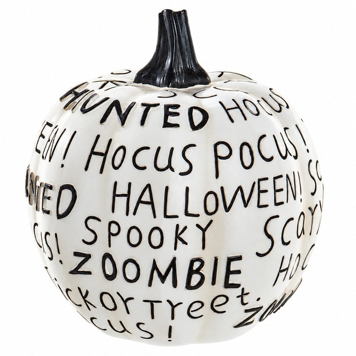6.75"Hx6"W Haunted Halloween Pumpkin -White/Black (Pack of 4) - AFZ553-WH/BK