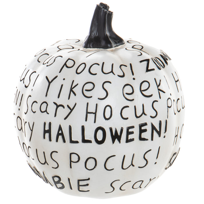 6.75"Hx6"W Haunted Halloween Pumpkin -White/Black (Pack of 4) - AFZ553-WH/BK