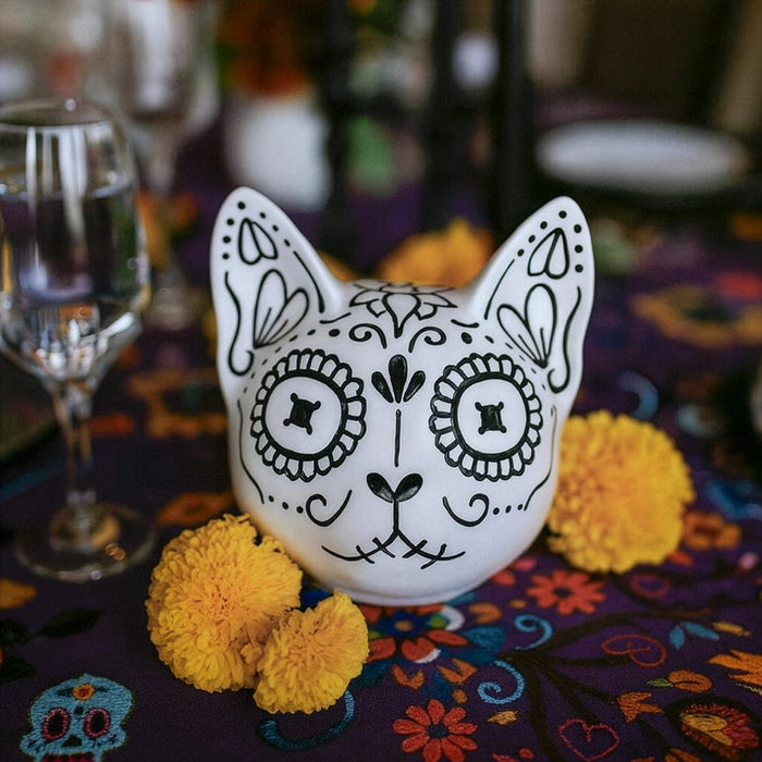 6.75" Halloween Cat -White/Black (Pack of 2) - AFZ554-WH/BK