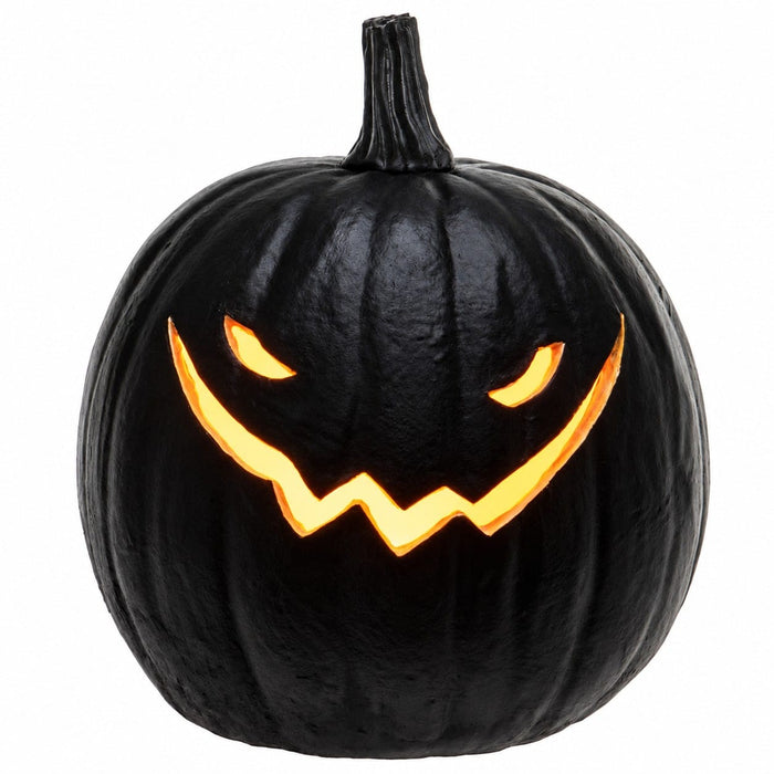 7"Hx6.2"W Battery Operated Halloween Jack-O-Lantern Pumpkin With Light -Black (Pack of 4) - AFZ556-BK