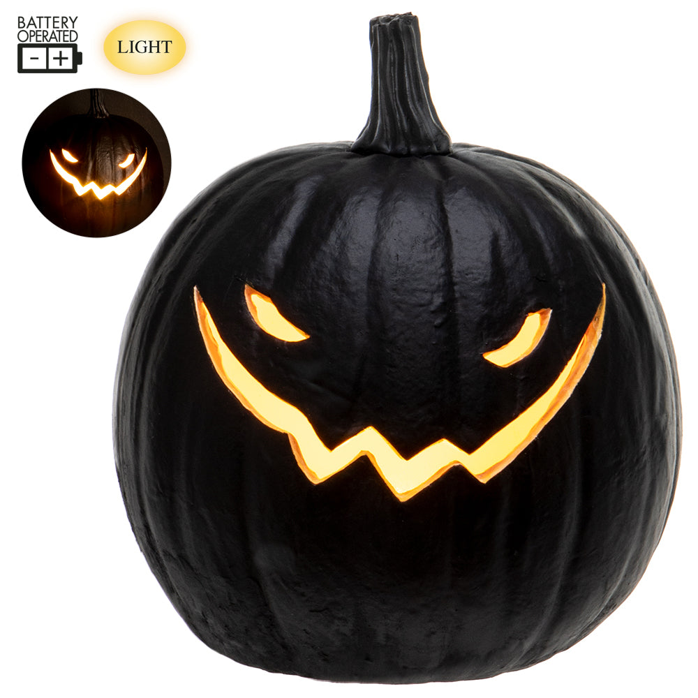 7"Hx6.2"W Battery Operated Halloween Jack-O-Lantern Pumpkin With Light -Black (pack of 4) - AFZ556-BK