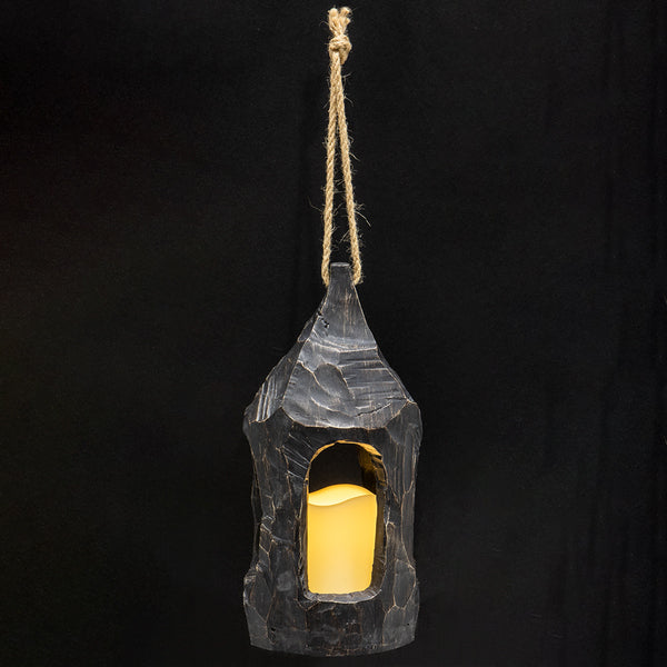 10.25" Battery Operated Halloween Lantern With LED-Light -Black (Pack of 4) - AFZ558-BK