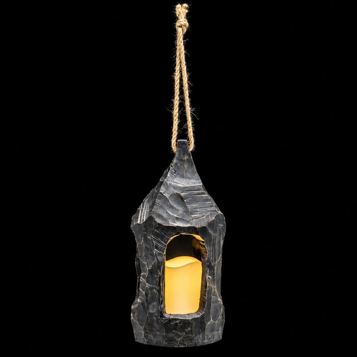 10.25" Battery Operated Halloween Lantern With LED-Light -Black (Pack of 4) - AFZ558-BK