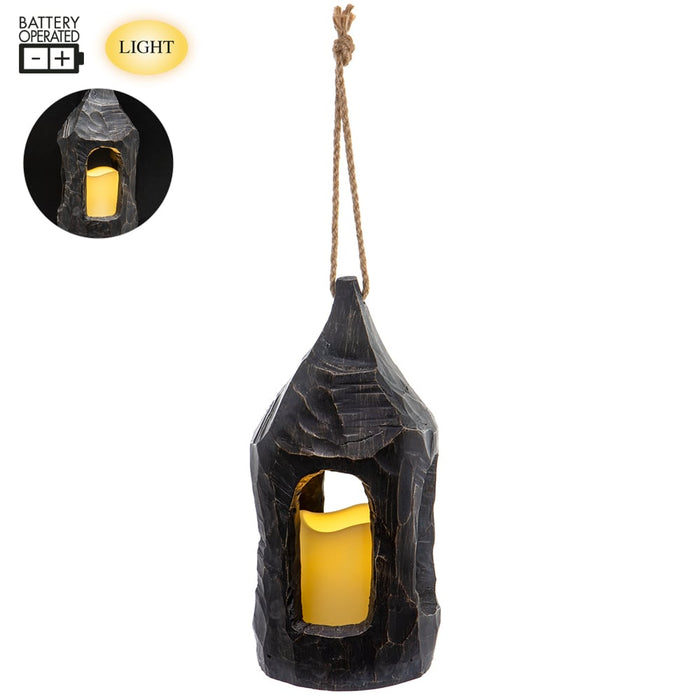 10.25" Battery Operated Halloween Lantern With LED-Light -Black (Pack of 4) - AFZ558-BK