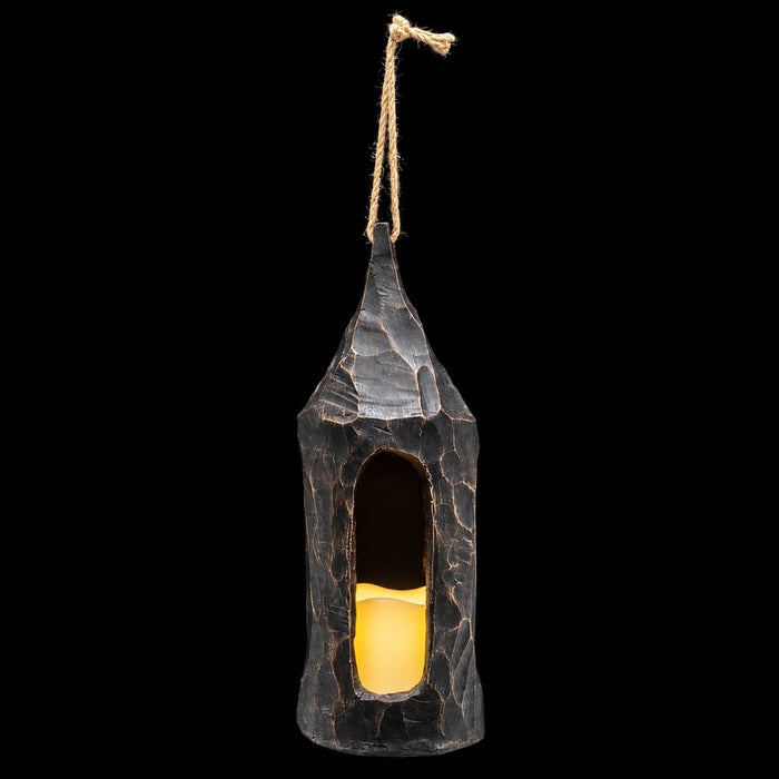 14.5" Battery Operated Halloween Lantern With LED-Light -Black (Pack of 2) - AFZ559-BK