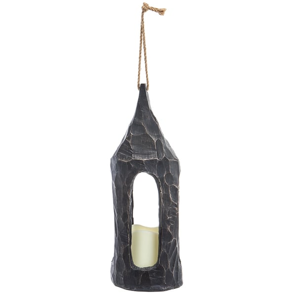 14.5" Battery Operated Halloween Lantern With LED-Light -Black (Pack of 2) - AFZ559-BK