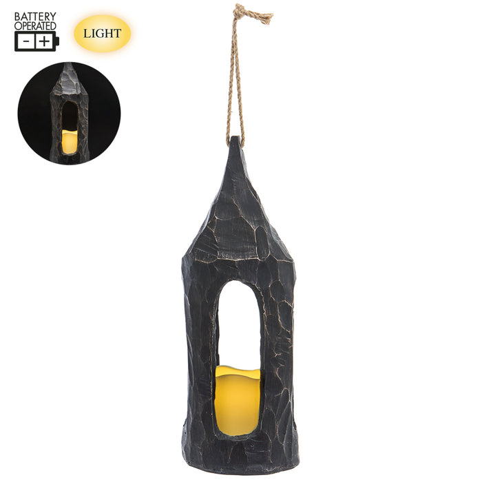 14.5" Battery Operated Halloween Lantern With LED-Light -Black (Pack of 2) - AFZ559-BK