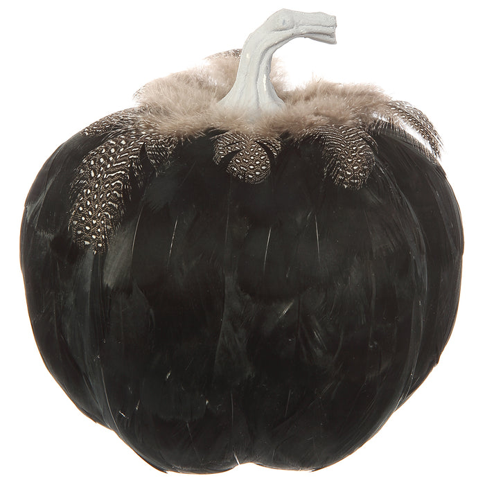 7.8"Hx7.8"W Halloween Feather Pumpkin -Black (Pack of 2) - AFZ602-BK