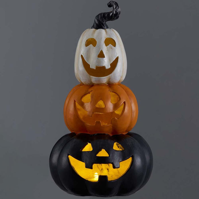 11" Battery Operated Halloween Stacking Jack-O-Lantern With Light -Mixed Colors - AFZ665-MX