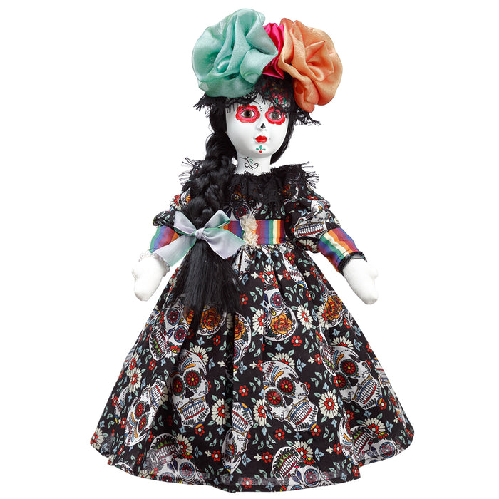 17.25" Halloween Day Of The Dead Doll -Black/Assorted (Pack of 6) - AFZ725-BK/MX