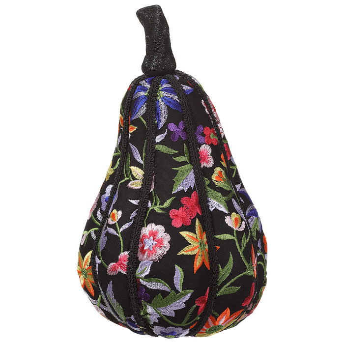 13"Hx7.5"W Halloween Floral Gourd -Black (Pack of 4) - AFZ742-BK