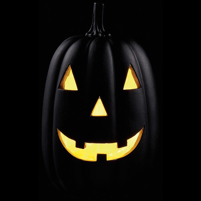 11" Battery Operated Halloween Jack-O-Lantern Pumpkin -Black (Pack of 4) - AFZ779-BK