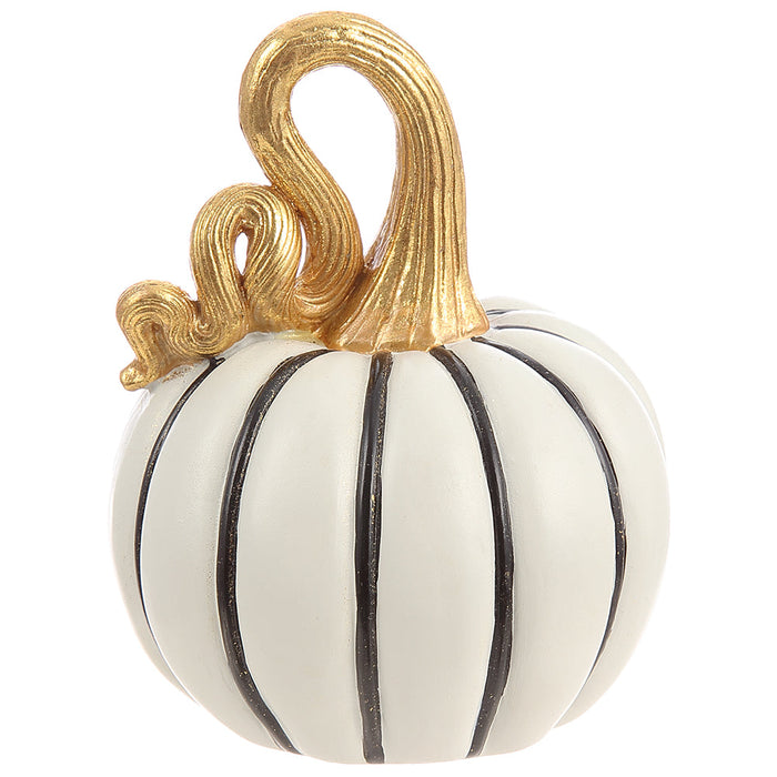 5.5" Artificial Halloween Pumpkin -White/Black (Pack of 4) - AFZ981-WH/BK