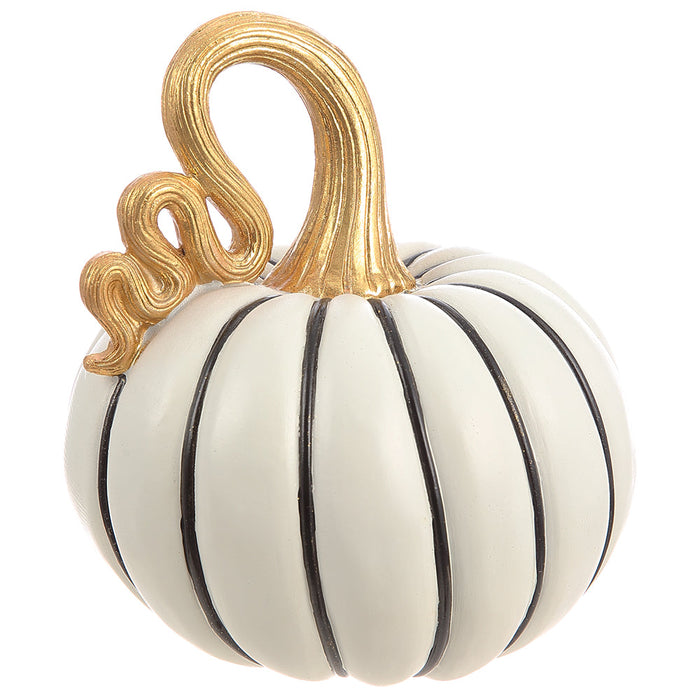 7.5" Artificial Halloween Pumpkin -White/Black (Pack of 2) - AFZ982-WH/BK