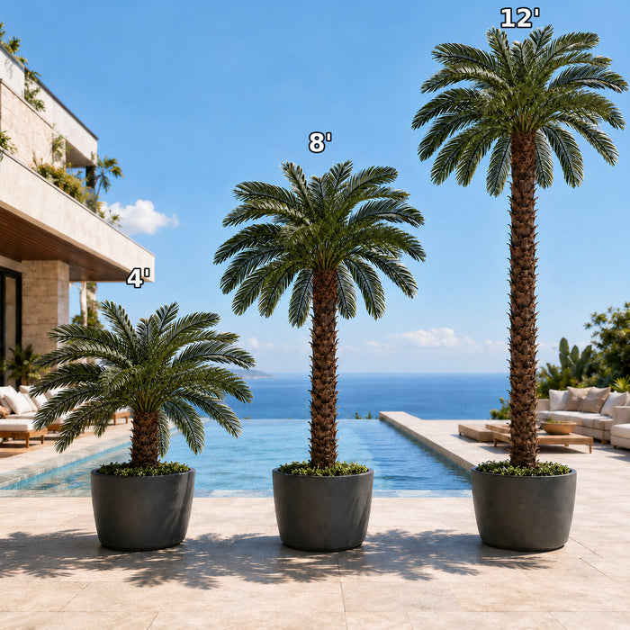 6' Custom-Made Outdoor UV-Proof Large Artificial Sago Cycas Palm Tree -36 Fronds -Green - AP-82506