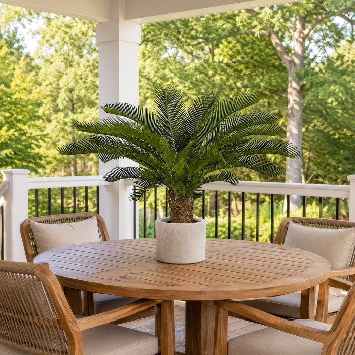 30" Outdoor UV-Resistant Artificial Cycas Palm Plant w/Pot -Green - AUV102060