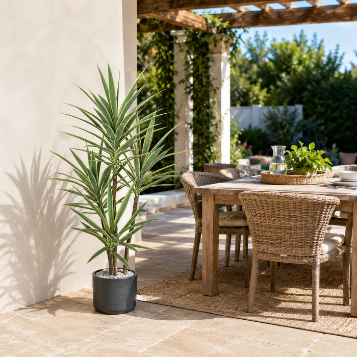 5' Outdoor UV-Resistant Artificial Dracaena Tree w/Pot -Green/Yellow - AUV102100
