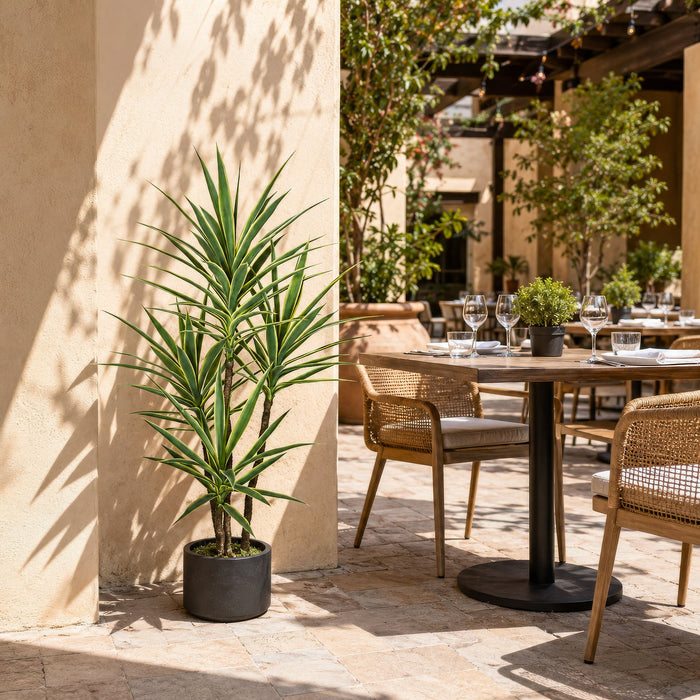 5' Outdoor UV-Resistant Artificial Dracaena Tree w/Pot -Green/Yellow - AUV102100