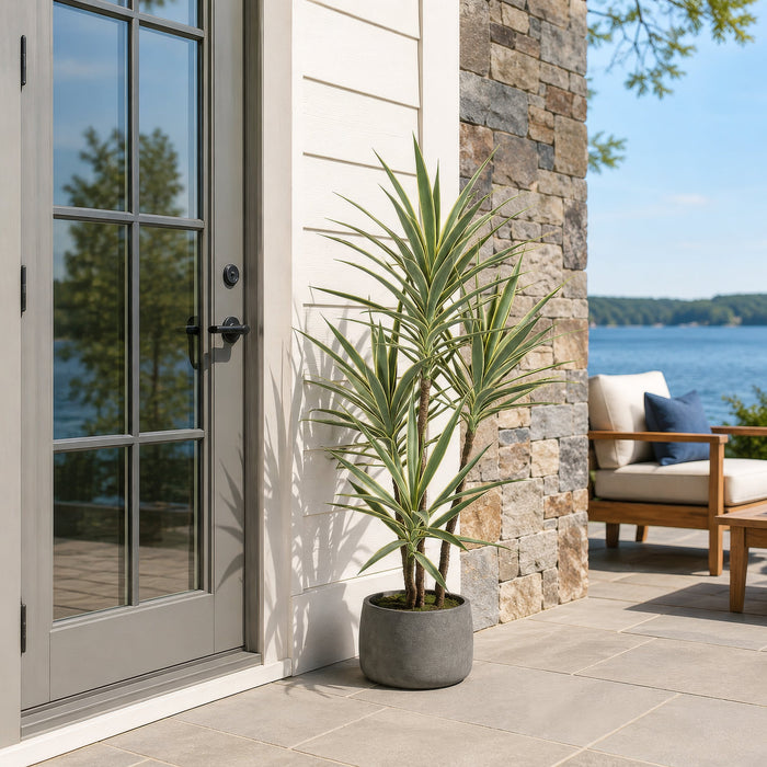 5' Outdoor UV-Resistant Artificial Dracaena Tree w/Pot -Green/Yellow - AUV102100