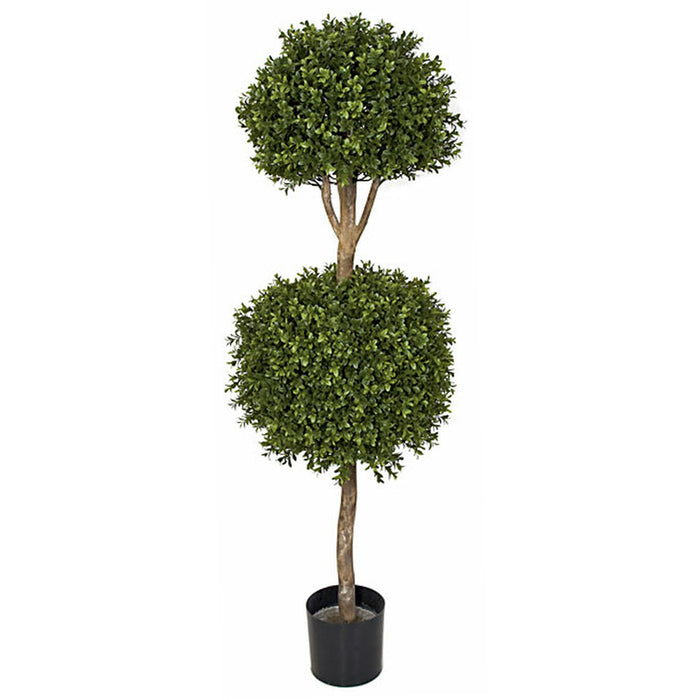 4' UV-Resistant Outdoor Artificial Boxwood Double Ball-Shaped Topiary w/Pot -Green - AUV102770