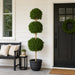 6'6" Outdoor UV-Resistant Artificial Boxwood Triple Ball-Shaped Topiary w/Pot -Green - AUV102780