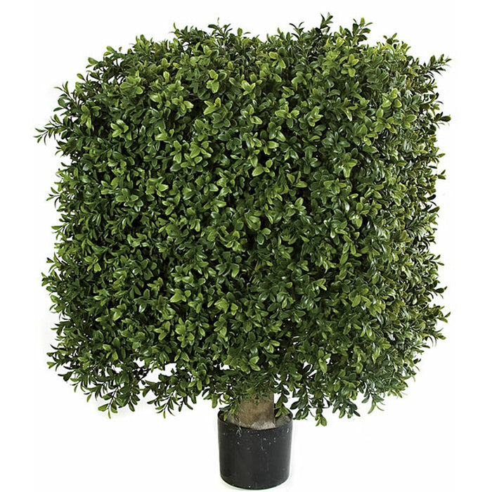 25" UV-Resistant Outdoor Artificial Boxwood Square-Shaped Topiary Tree w/Pot -Green - SALE - SAFR-AUV116110